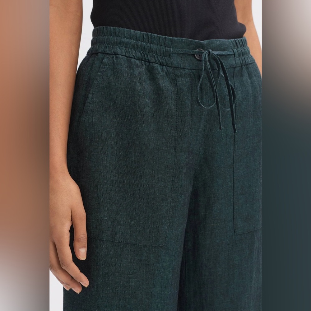 OPUS Linen Madeka Fresh Wide Leg Cropped Trousers Pants in Dark Emerald Size 38 - Picture 4 of 13
